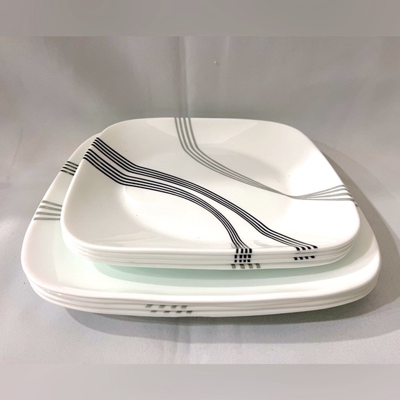 Set of 4 Corelle Modern Urban Arc square dinner plates 10.5” (4 pieces) - Picture 5 of 5